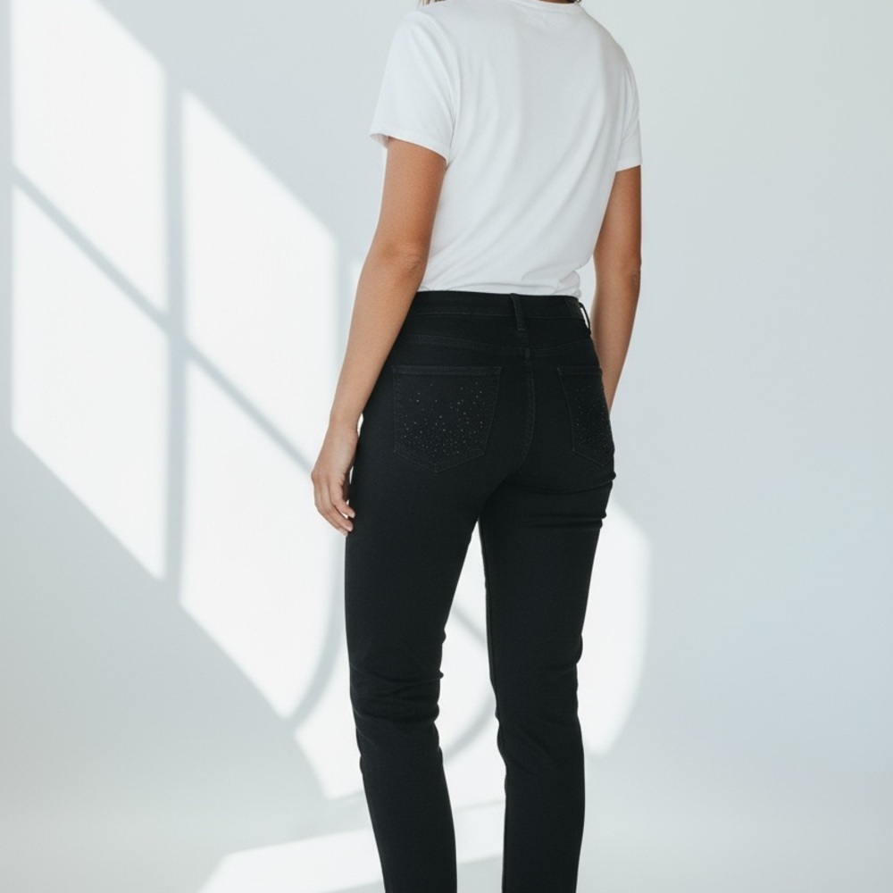 Faded Glory Black Skinny Jeans with Sequin Pocket Detail – Size 8A - Picture 5 of 9